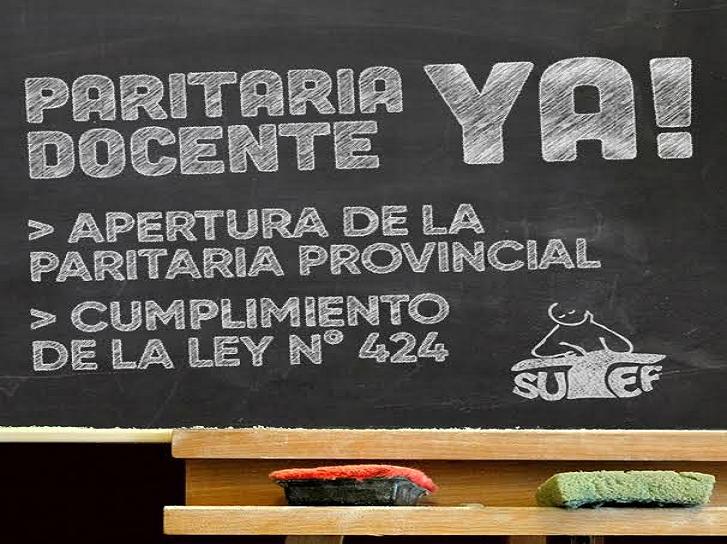 Incumplimiento la Ley provincial Nº 424, el Ejecutivo convocará a SUTEF, ATE, UPCN, UDA y AMET, a la paritaria docente provincial.