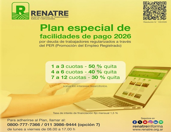 El RENATRE aprobó un plan especial para regularizar deudas de la seguridad social rural