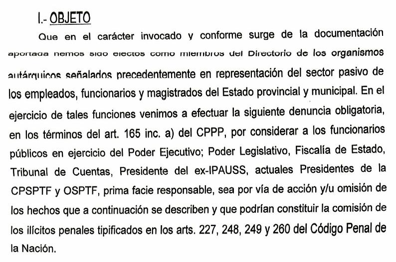 Objeto de la denuncia.