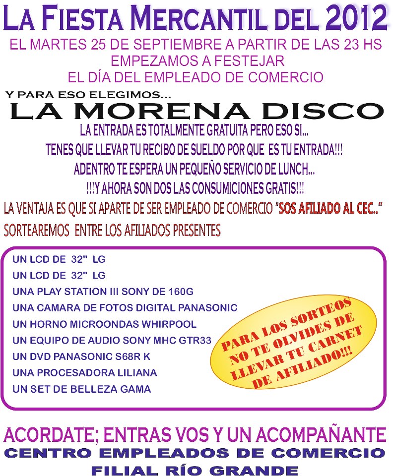 EL CEC festeja el Día del Empleado de Comercio el martes 25 por la noche en un boliche céntrico