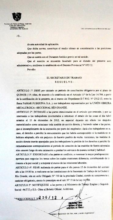 Resolución Nº 256/12 - Segunda hoja 