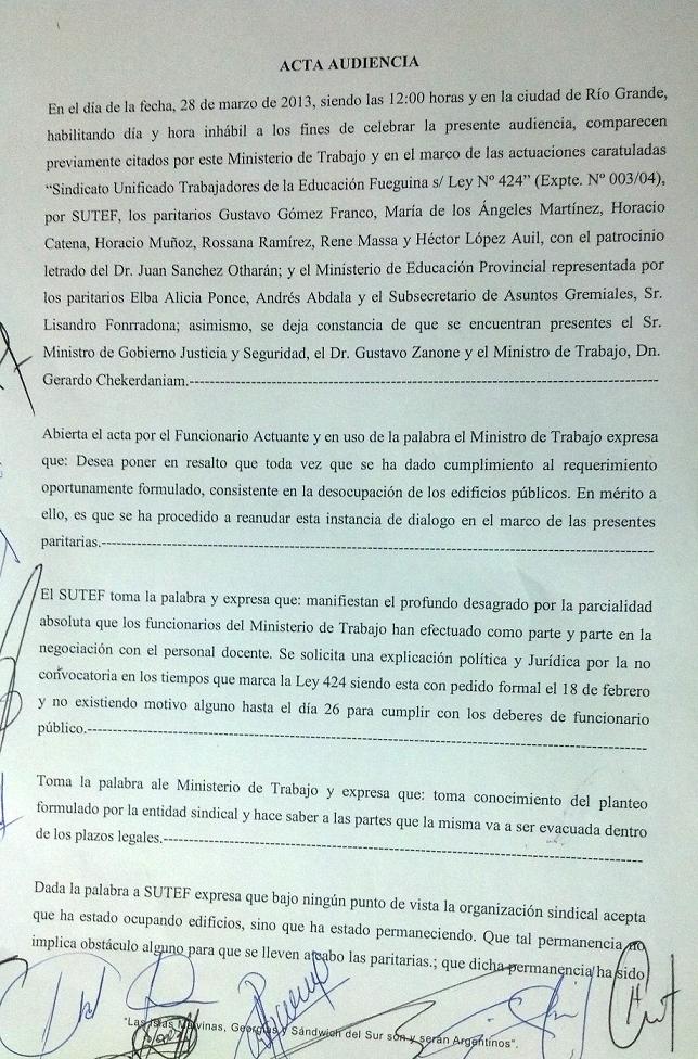 Acta primera página