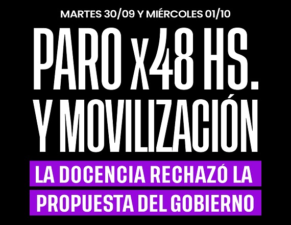 Tal como se había definido previamente en caso de rechazo, el SUTEF llevará adelante un paro provincial de 48 horas con movilización los días martes 30 de septiembre y el miércoles 1 de octubre.