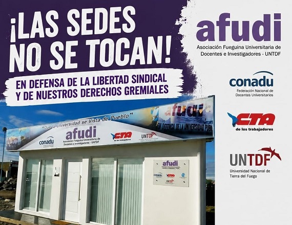 “Las sedes sindicales constituyen patrimonio sindical legítimo y herramientas fundamentales para garantizar la libertad sindical, la representación gremial, la actividad sindical, la formación, la defensa de derechos laborales”, indicó AFUDI.