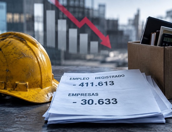 El empleo registrado perdió 411.613 puestos (-4,18%), con una caída promedio de 450 empleos por día. Los sectores más afectados fueron la industria manufacturera (-97.312), la construcción (-80.399) y el transporte (-72.480).