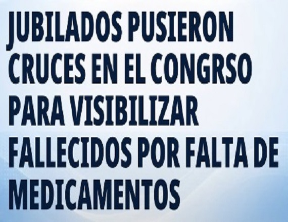 Los participantes explicaron que, cada una de las cruces colocadas representa a un jubilado que falleció, vinculando esas muertes con las dificultades económicas, y la falta de cobertura de medicamentos del PAMI.