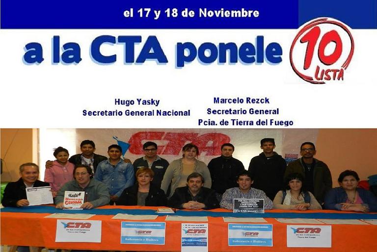Lista Nº 10, CTA de los Trabajadores Tierra del Fuego