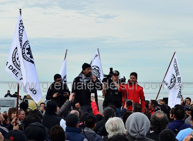 Oscar Martínez fue el único orador tras la movilización de la UOM. 