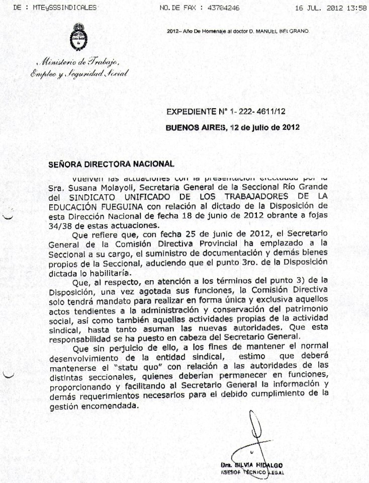 Nota aclaratoria sobre prórroga de mandatos